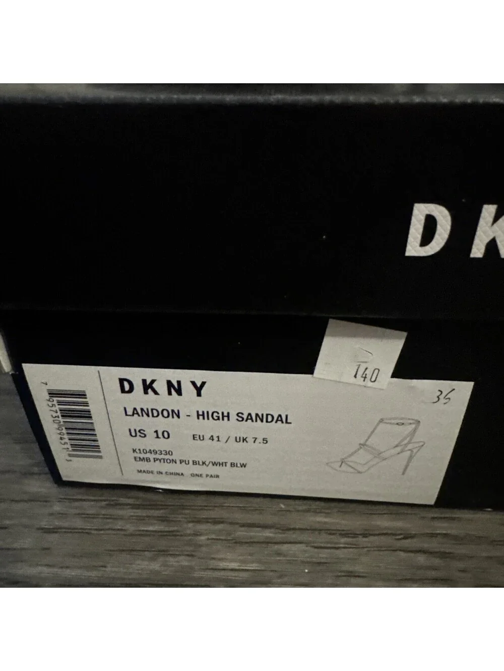 DKNY Landon High Sandal Black White Phython Embossed Strappy Stiletto Heel Sz 10